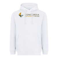 White Concordia University Irvine Heavyweight Hoodie - linhVisuals