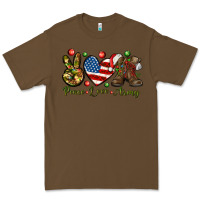 Cacao Peace Love Army Christmas 4th of july Premium Tee - HowdyJamesFarm
