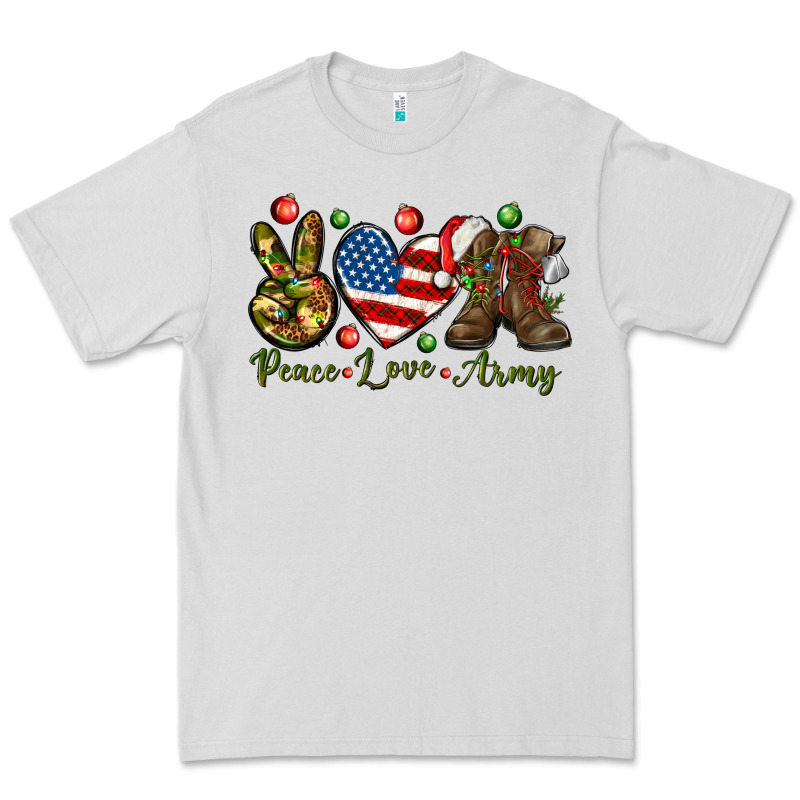 Peace Love Army Christmas 4th Of July Premium Tee by HowdyJamesFarm | Teevron