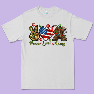 Peace Love Army Christmas 4th Of July Premium Tee Designed By Howdyjamesfarm