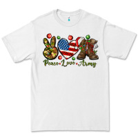 White Peace Love Army Christmas 4th of july Premium Tee - HowdyJamesFarm