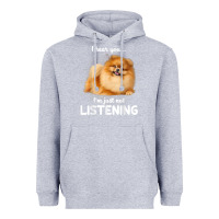Heather Grey pomeranian i hear you not listening t shirt Heavyweight Hoodie - linhVisuals