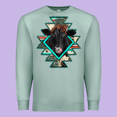 Black Angus Cowhide Aztec Premium Sweatshirt Designed By Jahusdesignshop