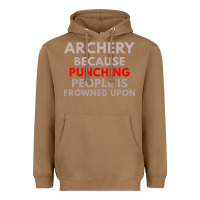Toasted Coconut archery because punching people is frowned upon Heavyweight Hoodie - linhVisuals