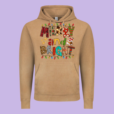 Merry And Bright Vintage Hoodie Designed By Fadigitalartstudio