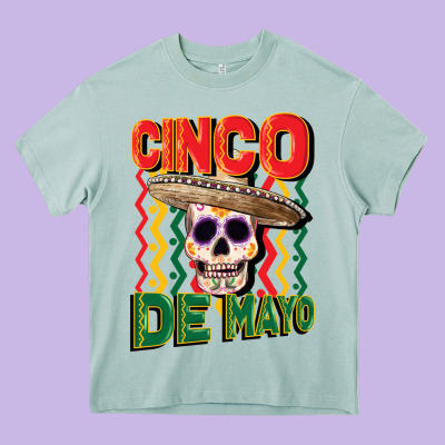 Cinco De Mayo With Skull Heavy Core Tee Designed By Cowgirlartshop