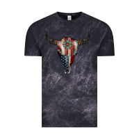 Cloud Black American Bull Skull Gemstone Vintage Tee - Jasminsmagicworld