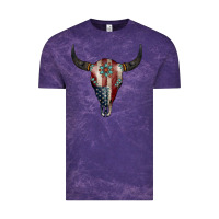 Cloud Purple American Bull Skull Gemstone Vintage Tee - Jasminsmagicworld
