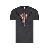 Vintage Black American Bull Skull Gemstone Vintage Tee - Jasminsmagicworld