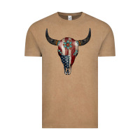 Vintage Coffee American Bull Skull Gemstone Vintage Tee - Jasminsmagicworld