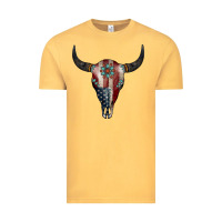 Vintage Mustard American Bull Skull Gemstone Vintage Tee - Jasminsmagicworld