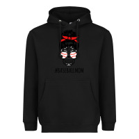 Black Baseball Mom Skull Heavyweight Hoodie - linhVisuals