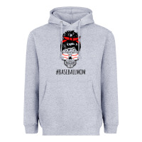 Heather Grey Baseball Mom Skull Heavyweight Hoodie - linhVisuals