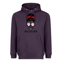 Plum Baseball Mom Skull Heavyweight Hoodie - linhVisuals