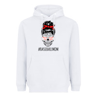 White Baseball Mom Skull Heavyweight Hoodie - linhVisuals