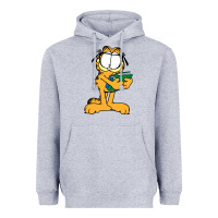 Heather Grey garfiel Heavyweight Hoodie - linhVisuals