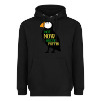 Black not now arctic puffin! ,  not now arctic puffin Heavyweight Hoodie - linhVisuals