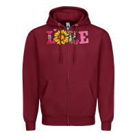 Burgundy love sunflower valentines day Zipper Hoodie - AdoDesignShop