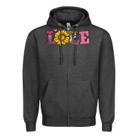 Charcoal Heather love sunflower valentines day Zipper Hoodie - AdoDesignShop
