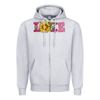 Heather Grey love sunflower valentines day Zipper Hoodie - AdoDesignShop