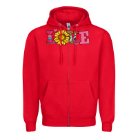 Red love sunflower valentines day Zipper Hoodie - AdoDesignShop