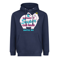 Navy pink elephant car wash Heavyweight Hoodie - linhVisuals