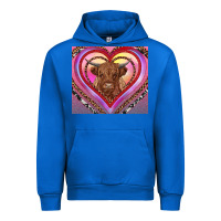 Cobalt highland cow valentine's day Urban Hoodie - RanaPortraitStore