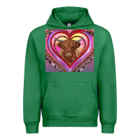 Emerald highland cow valentine's day Urban Hoodie - RanaPortraitStore