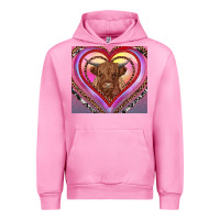 Fuchsia Pink highland cow valentine's day Urban Hoodie - RanaPortraitStore