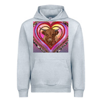 Heather Grey highland cow valentine's day Urban Hoodie - RanaPortraitStore
