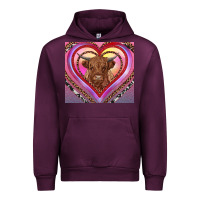 Mauve Wine highland cow valentine's day Urban Hoodie - RanaPortraitStore