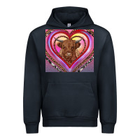 Navy highland cow valentine's day Urban Hoodie - RanaPortraitStore