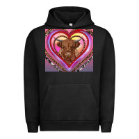 Pigment Black highland cow valentine's day Urban Hoodie - RanaPortraitStore