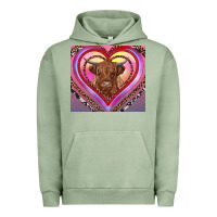 Pigment Oil Green highland cow valentine's day Urban Hoodie - RanaPortraitStore