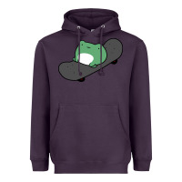 Plum skateboarding frog Heavyweight Hoodie - linhVisuals