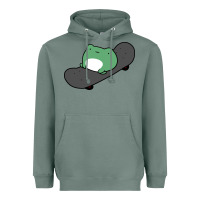 Sage skateboarding frog Heavyweight Hoodie - linhVisuals