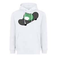 White skateboarding frog Heavyweight Hoodie - linhVisuals