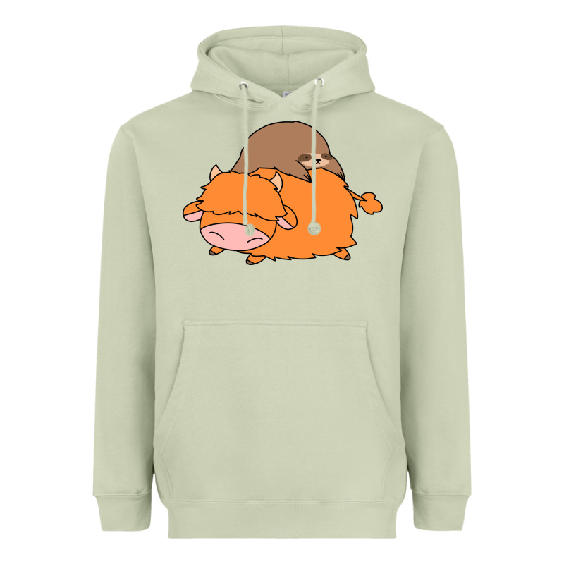 Sloth And Highland Cow Heavyweight Hoodie by linhVisuals | Teevron