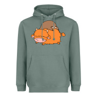 Sage sloth and highland cow Heavyweight Hoodie - linhVisuals