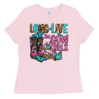 Bubblegum Pink long live the cowgirls olivia Ladies Tee - OliviaCreatesArt