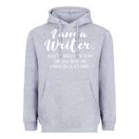 Heather Grey i am a writer Heavyweight Hoodie - linhVisuals