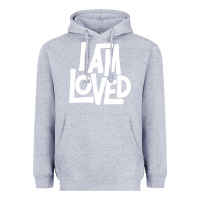 Heather Grey i am loved Heavyweight Hoodie - linhVisuals
