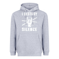 Heather Grey i destroy silence drum set drummer gift Heavyweight Hoodie - linhVisuals