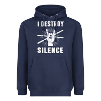 Navy i destroy silence drum set drummer gift Heavyweight Hoodie - linhVisuals