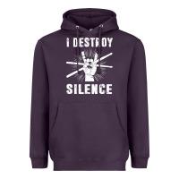 Plum i destroy silence drum set drummer gift Heavyweight Hoodie - linhVisuals