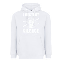 White i destroy silence drum set drummer gift Heavyweight Hoodie - linhVisuals
