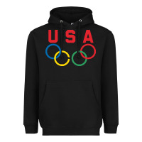 Black OLYMPIC RINGS Heavyweight Hoodie - linhVisuals