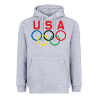 Heather Grey OLYMPIC RINGS Heavyweight Hoodie - linhVisuals
