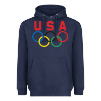 Navy OLYMPIC RINGS Heavyweight Hoodie - linhVisuals