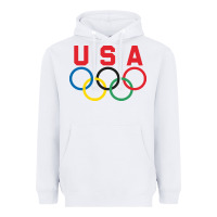 White OLYMPIC RINGS Heavyweight Hoodie - linhVisuals